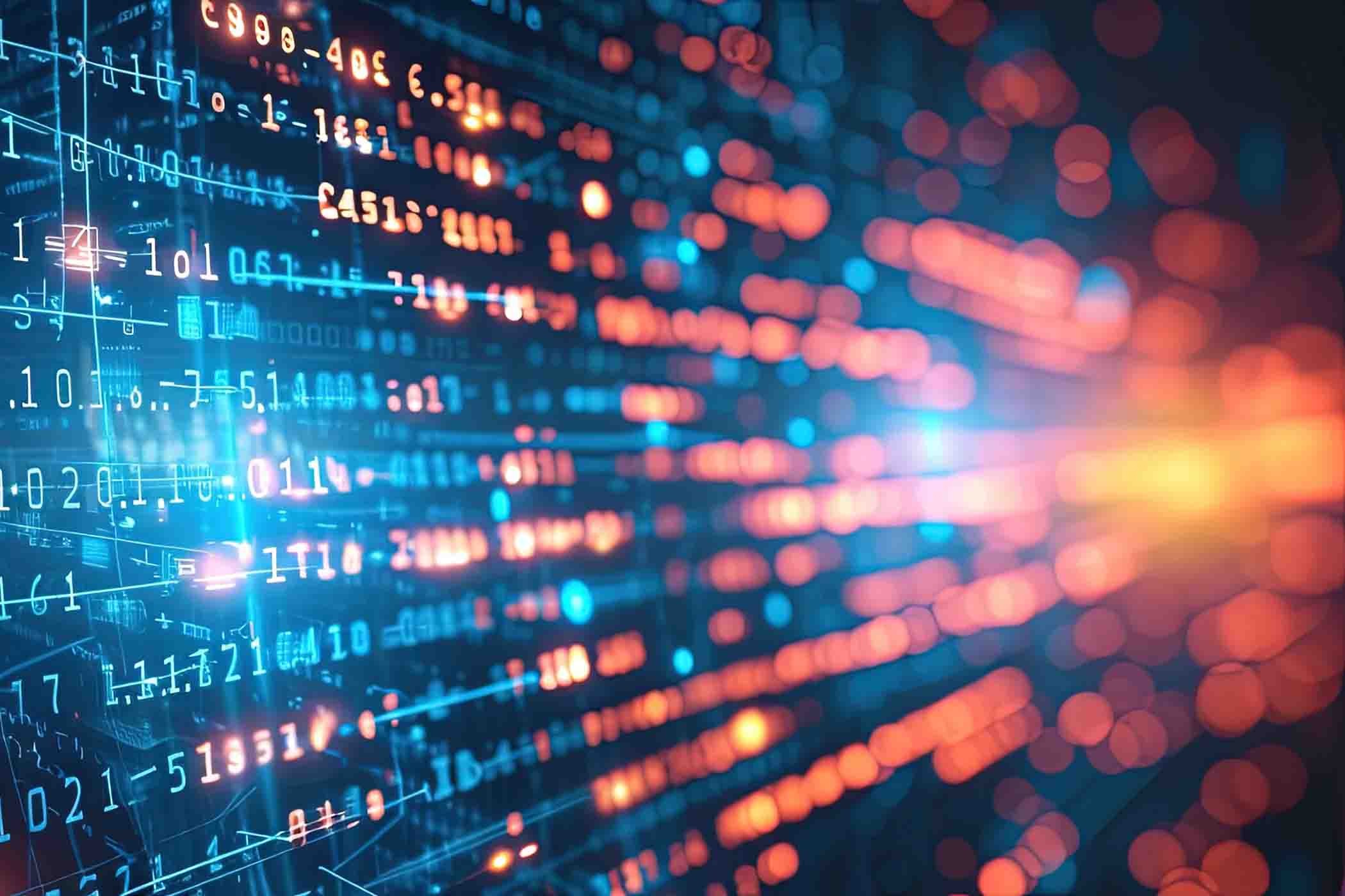 photo of computer screen with digital code and light - representing data science
